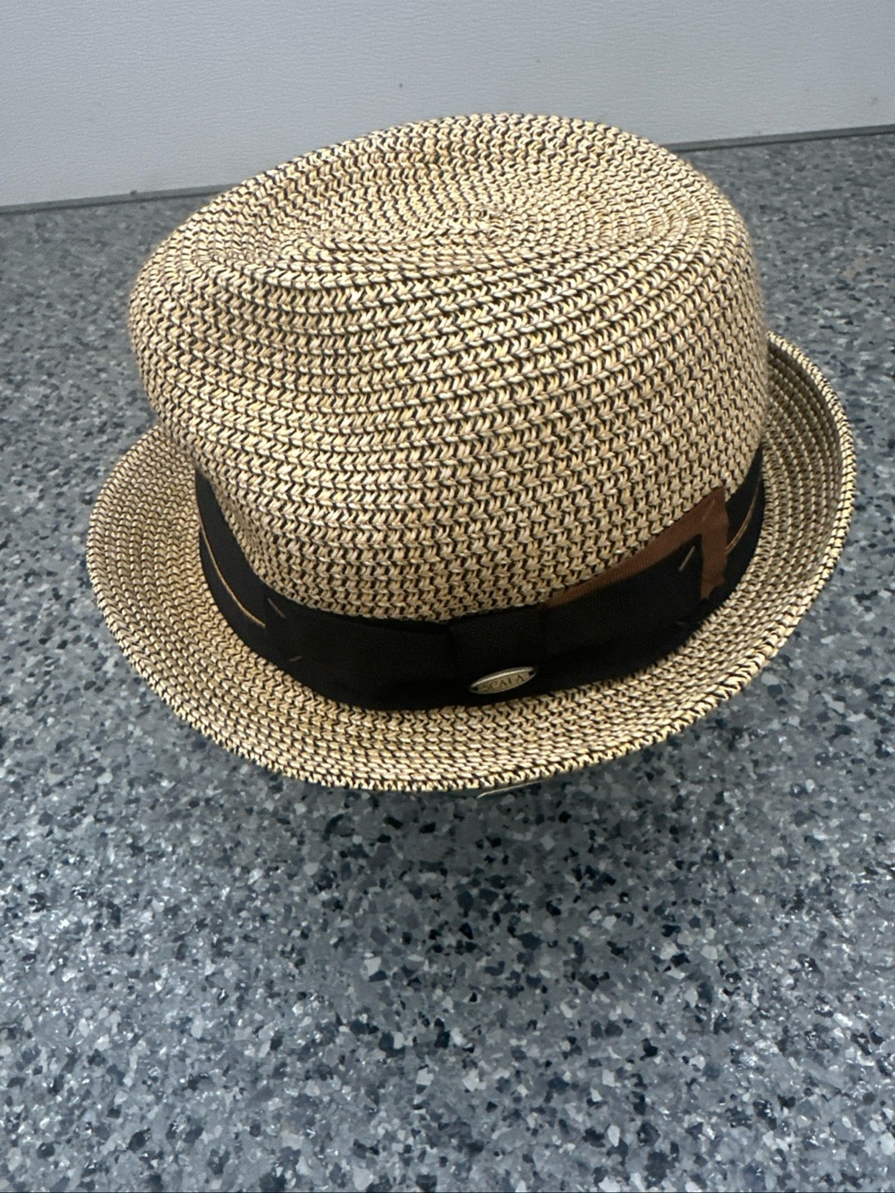 Scala Classico Handmade Toyo Straw Fedora Hat Tan/Beige Black w/ Band Size M